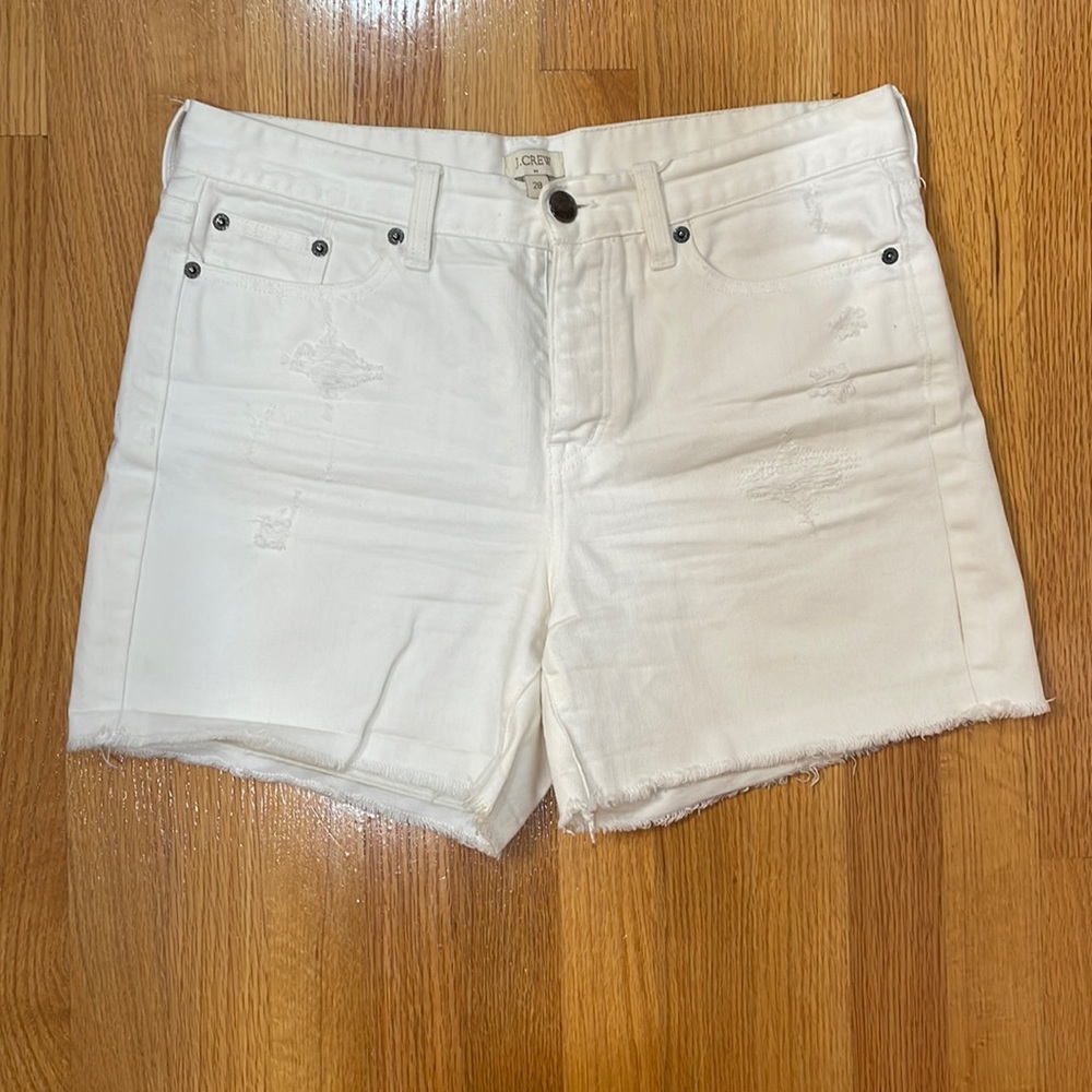 J. Crew size 28 white denim high waisted shorts